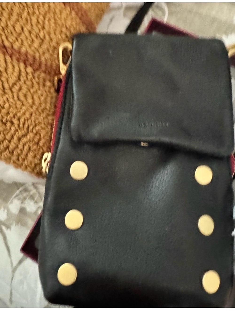Hammitt VIP Mobile Black with Brushed Gold Studs and Red Zip - Picture 3 of 5